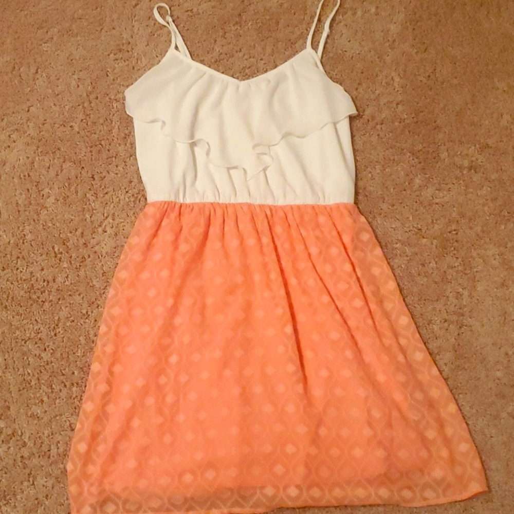 White & Coral Dress